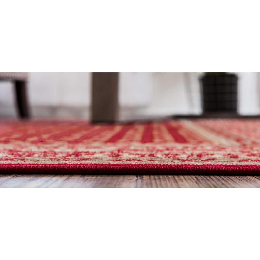 Red and Ivory Braided Synthetic 6' x 9' Rectangular Area Rug