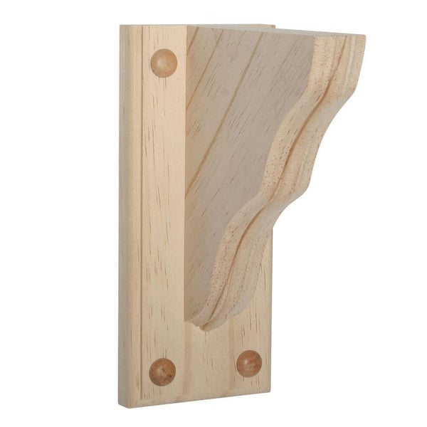 6 in. x 3-1/2 in. x 8 in. Unfinished Pine Bracket