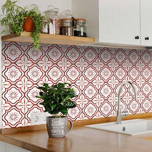 6 in. x 6 in. Red and Off-White B509 Vinyl Peel and Stick Tile (24 Tiles, 6 sq. ft./pack)