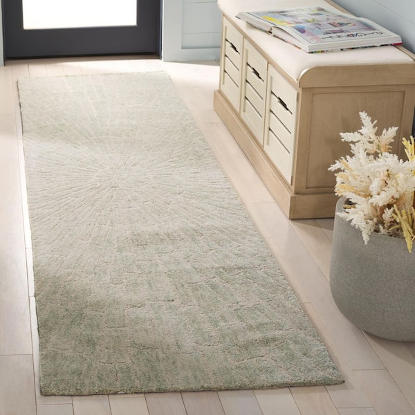 Marquee 2 ft. x 8 ft. Light Green/Beige Radial Abstract Runner Rug
