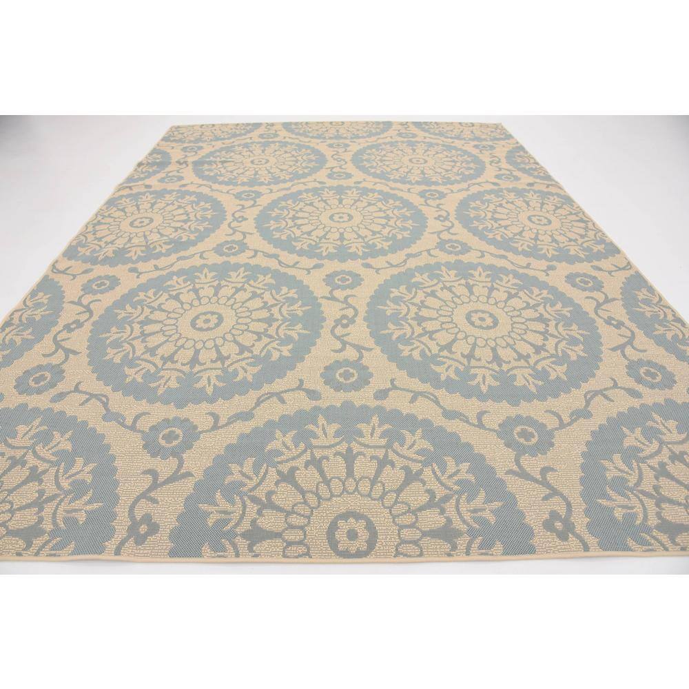 Light Blue Rectangular Synthetic Outdoor Washable Rug 9' x 12'