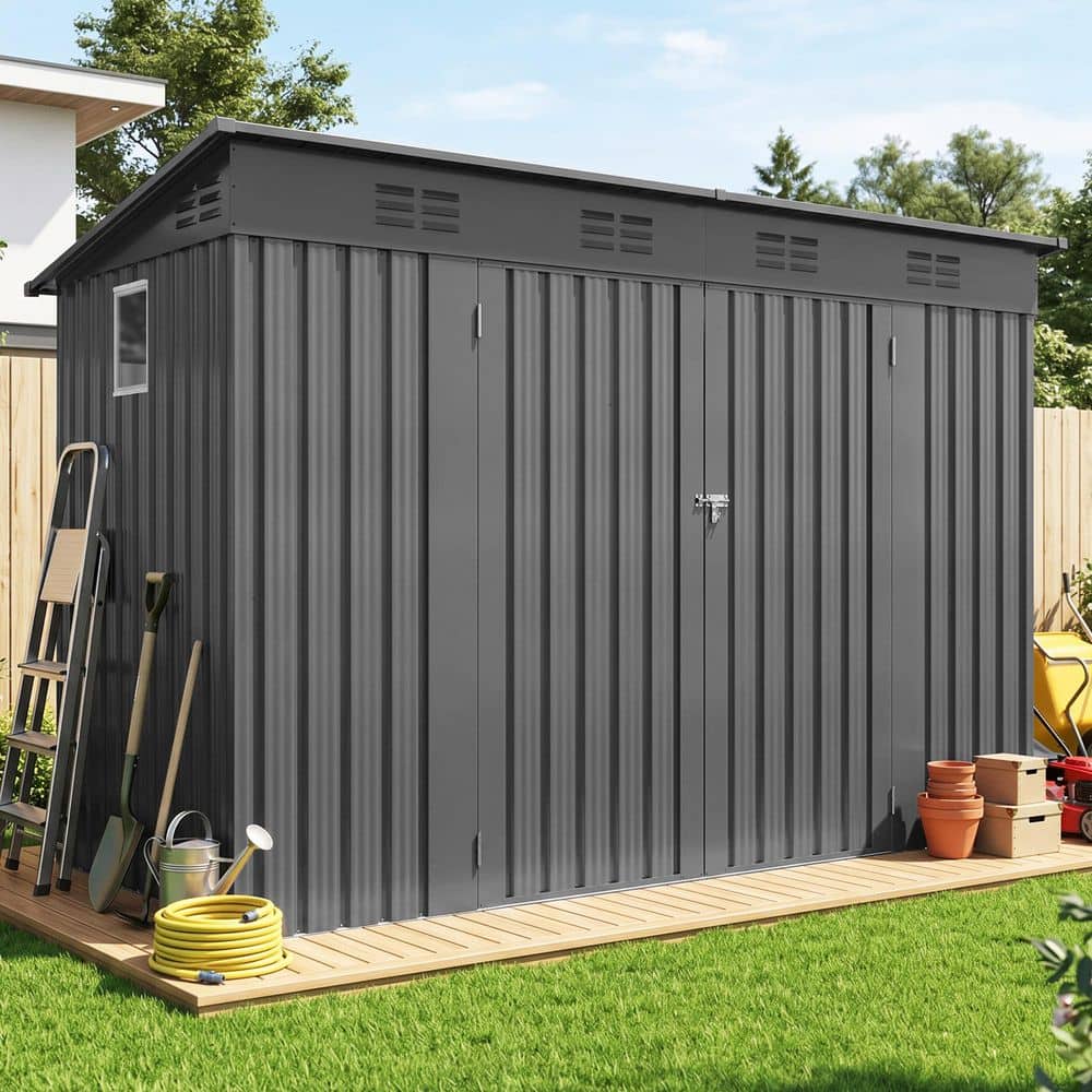 ToolCat 4 ft. W x 9 ft. D Metal Shed with Sloping Roof and 6 Vents