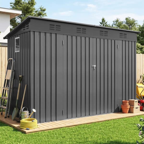 ToolCat 4 ft. W x 9 ft. D Metal Shed with Sloping Roof and 6 Vents