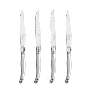 French Home 4.5 in. Stainless Steel Full Tang Serrated Steak Knives with Pewter Colored Acrylic Handles, Set of 4