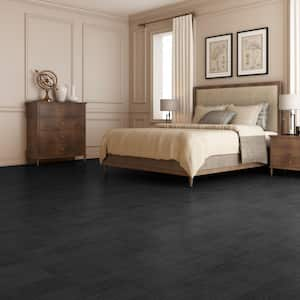 Classic Black 6" x 36" Water Resistant Peel & Stick Vinyl Floor Tile for Bedroom Living Room Kitchen RV(54 sq.ft./case)