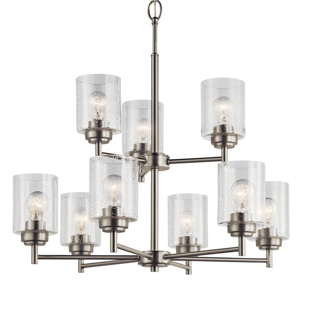 Winslow Transitional 9-Light Black & Nickel Chandelier with Clear Glass
