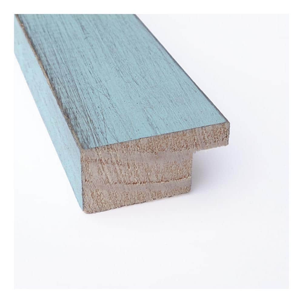 Medium Sky Blue Rustic Wood Beveled Wall Mirror