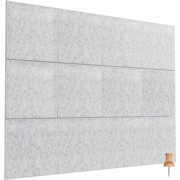 47 x 35 Large Felt Bulletin Board Light Gray Sound Insulation Impact Resistant for Office Home Decor 12-Pack