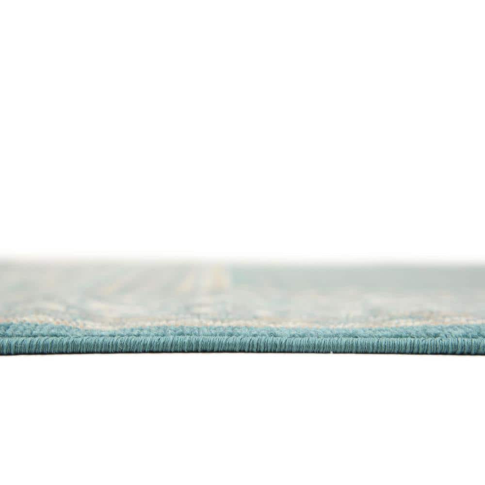 Teal Blue 6' x 9' Flat Woven Synthetic Rectangular Rug