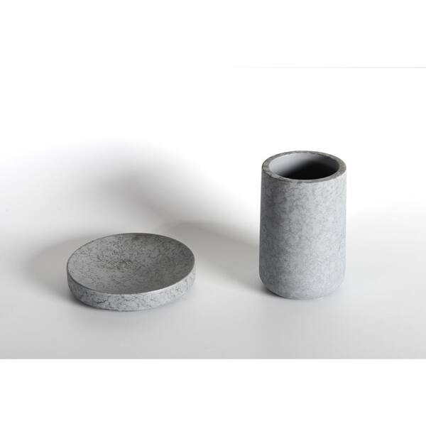 4pc Sedona Stone Resin Sand Effect Bath Accessory Set - Grey