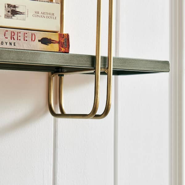DANYA B 2-Tier Warm Gold and Washed Oak Brown Metal Hanging 