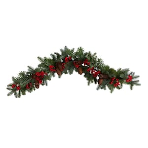 40 in. Unlit Artificial Pines, Red Berries and Pinecones Artificial Christmas Garland