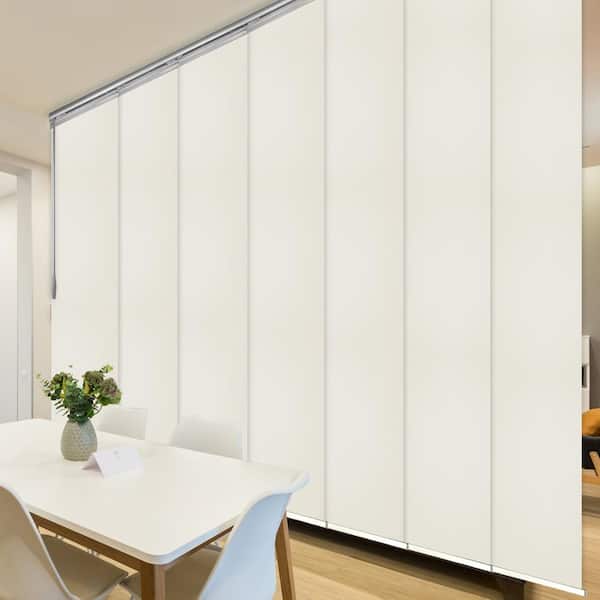 EMOH Putty 110 in. - 153 in. W x 94 in. L Adjustable 7- Panel in Satin Nickel Single Rail Panel Track with 23.5 in. Slates