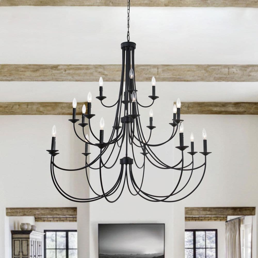 20-Light 47 in. Black Modern Candle Dimmable Chandeliers Dining Room Kitchen Ceiling Lights Foyer Bedroom Lighting price history on PriceWatchPro