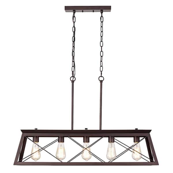 5-Light Oil Rubbed Bronze indoor Pendant with Steel and Electrical Components