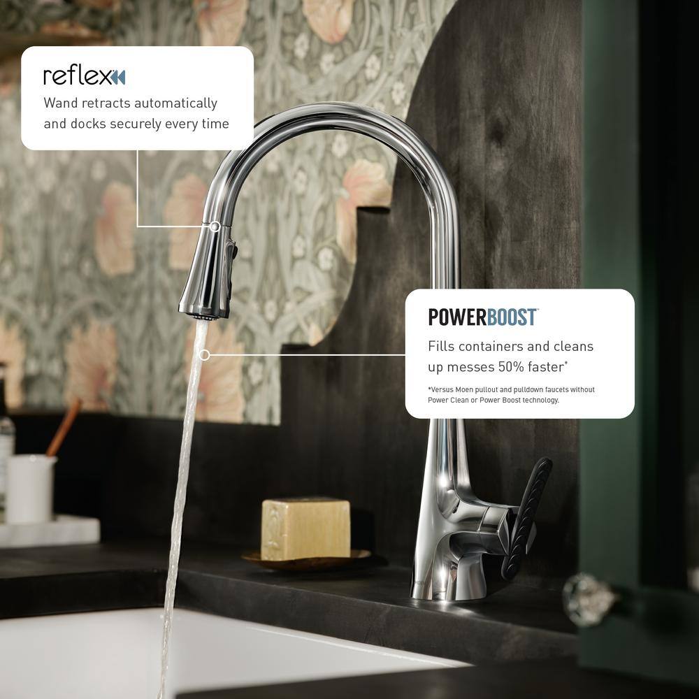 Chrome Transitional Kitchen Faucet with Pull-out Spray
