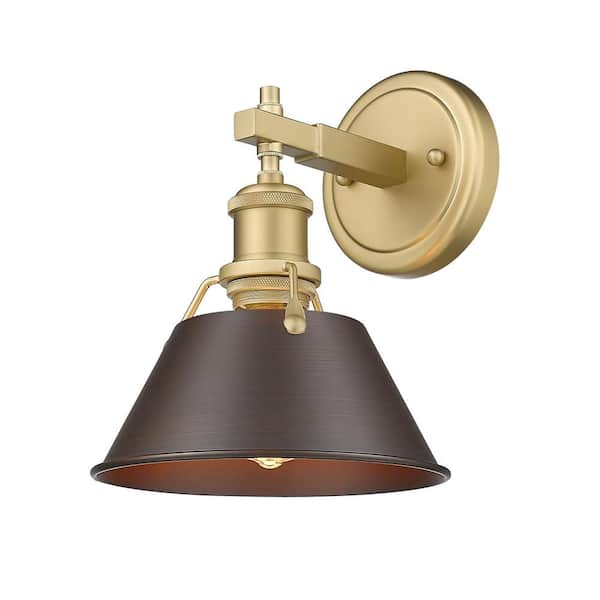 Golden Lighting Orwell 7.5 in. 1-Light Brushed Champagne Bronze and Rubbed Bronze Wall Sconce