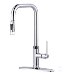 Single Handle Pull Down Sprayer Kitchen Faucet in Polished Chrome