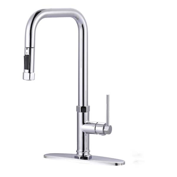 ARCORA Single Handle Pull Down Sprayer Kitchen Faucet in Polished Chrome