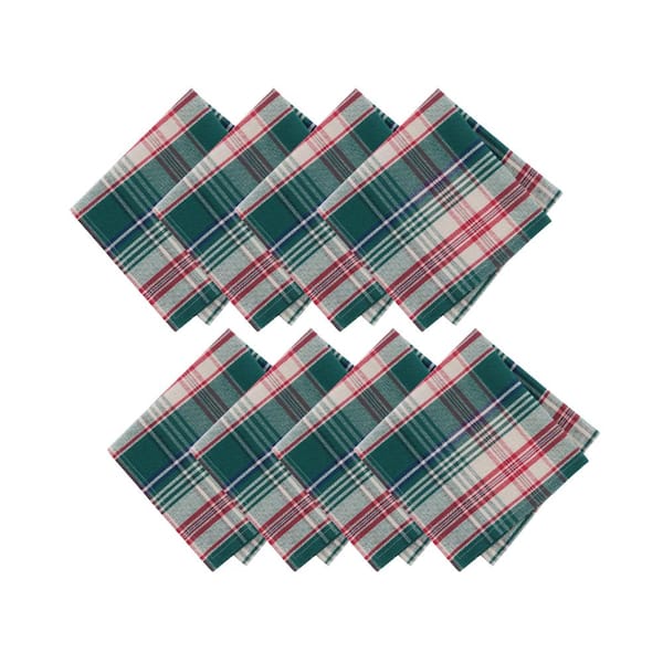 Threadmade Home Holiday Fireside Plaid Napkin Set of 8, Multicolor - 17"W x 17"L