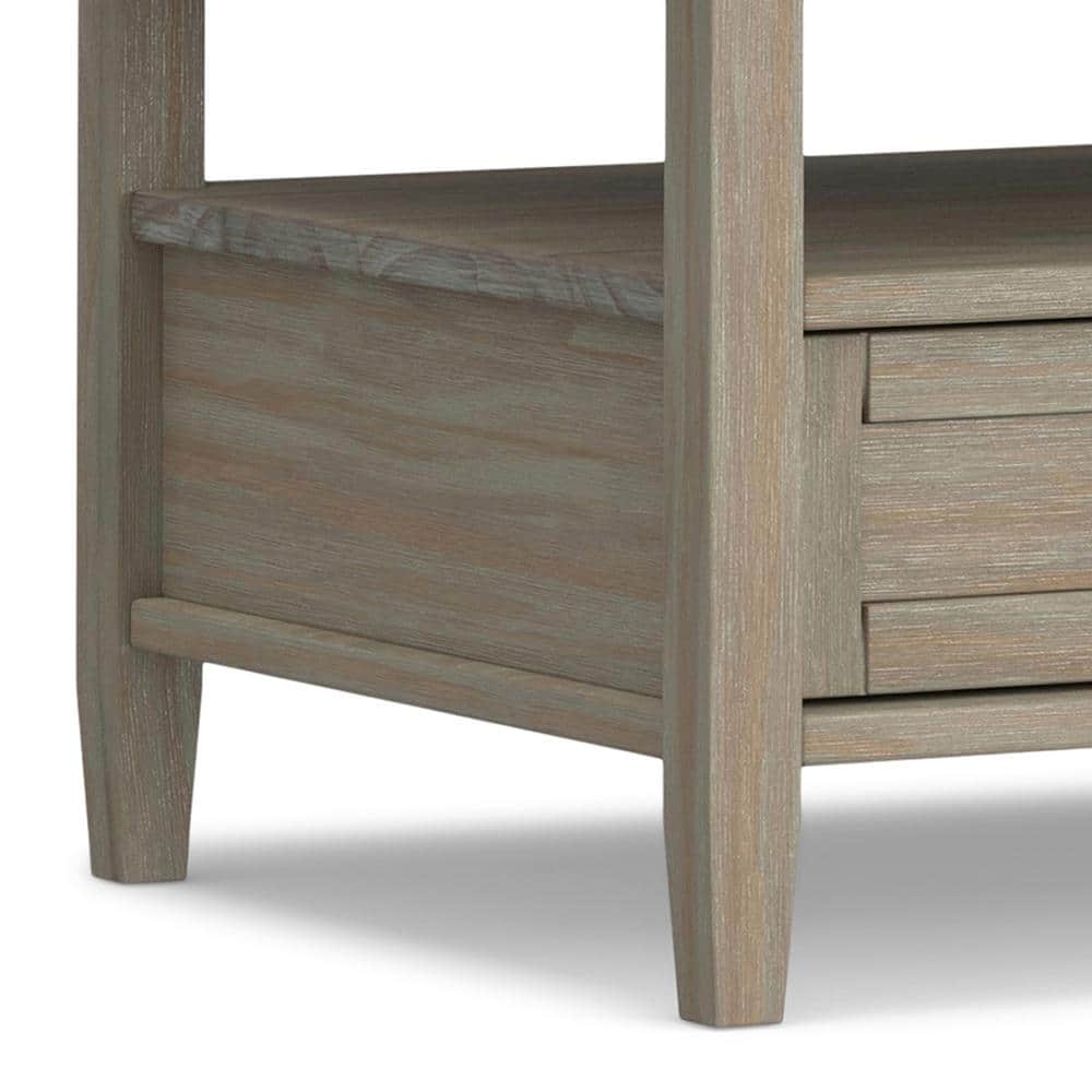 Distressed Gray Rectangular Wood Coffee Table with Storage