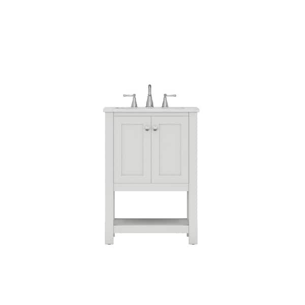 Alya Bath Wilmington 24 in. W x 34.2 in. H x 22 in. D Bath Vanity in White with Marble Vanity Top in White with White Basin