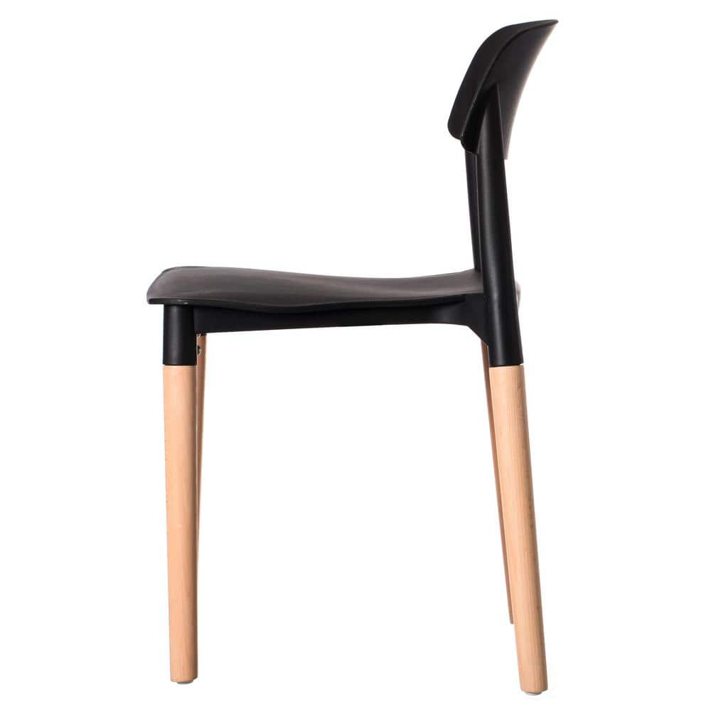 High Black Wood Side Chair with Modern Design