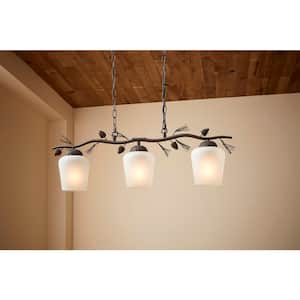 Spruce Lodge 3-Light Handmade Pinecone Chandelier/Pendant with Frosted Glass Shades