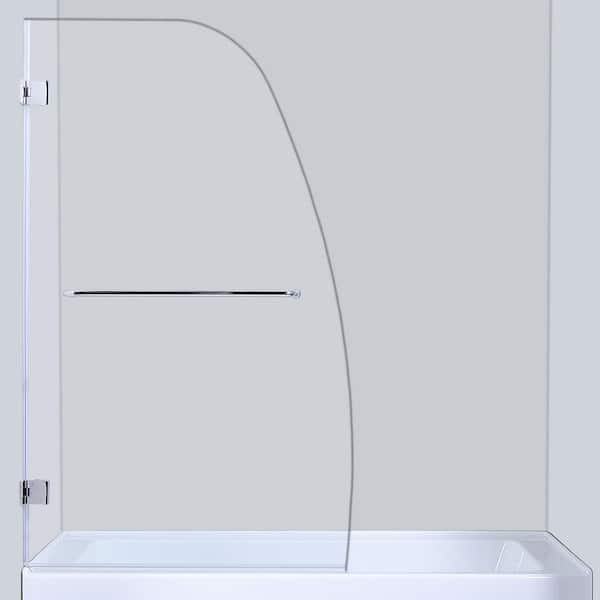ROSWELL Lucca 34 in. W x 58 in. H Frameless Pivot Bathtub Door in Polished Chrome