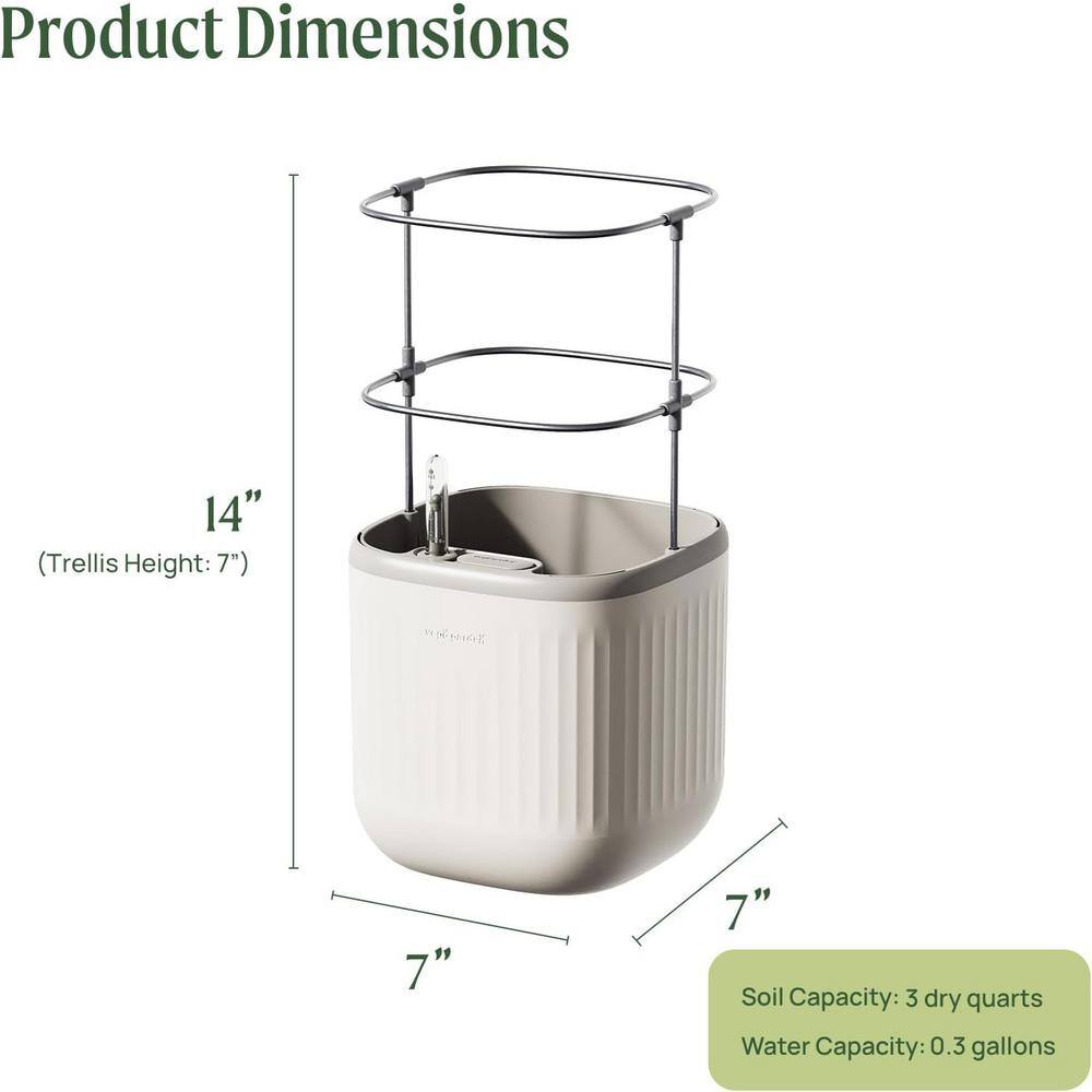 Cream White Self-Watering Mini Planter Pots with Trellis, 2 Pack