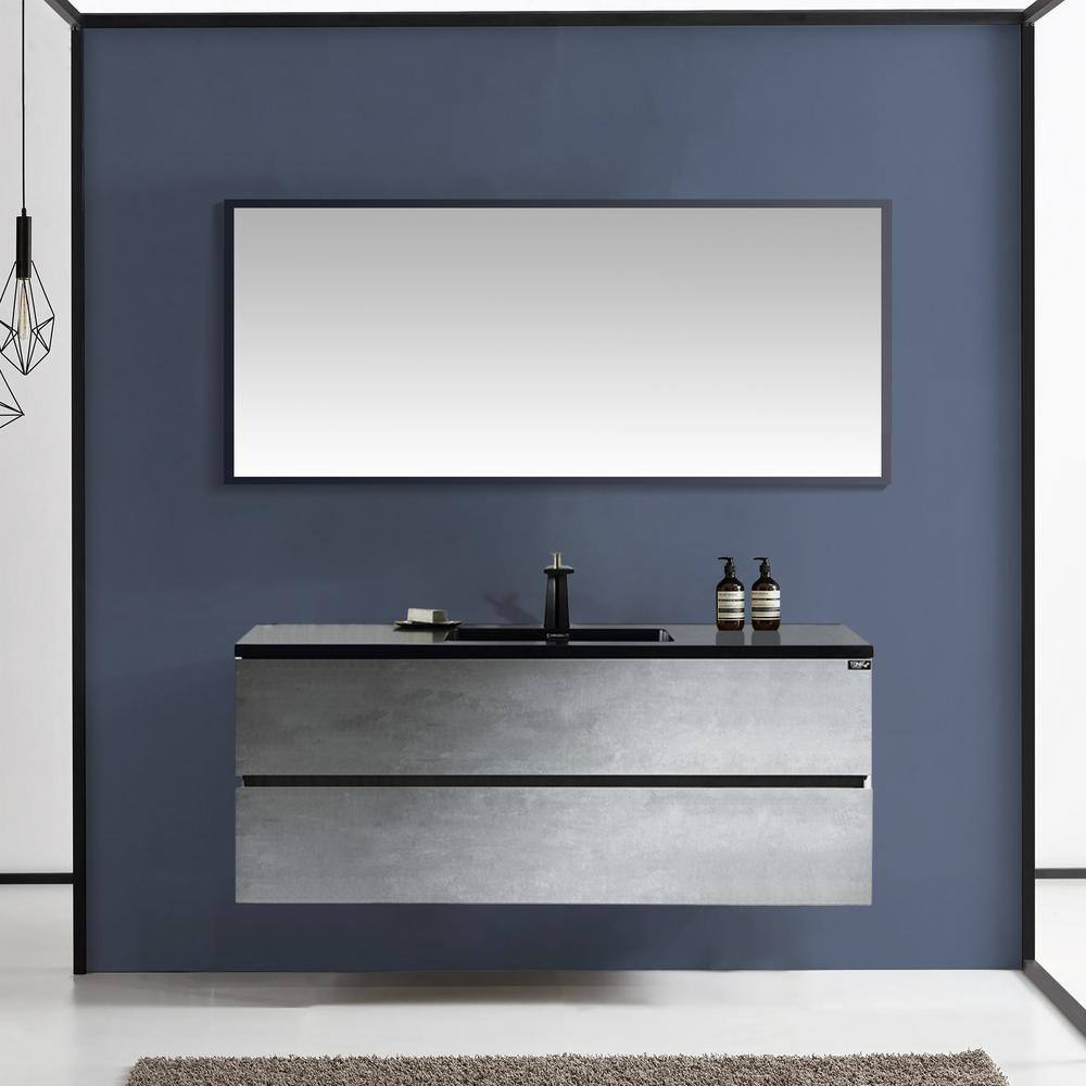48 in. W x 19 in. D x 20 in. H Bathroom Vanity in Cement Gray with Matt Black Quartz Vanity Top with Sink price history on PriceWatchPro