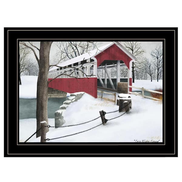 HomeRoots Charlie Crisp Winter Evening 1-Piece Framed Wall Art 15 in. x 19 in.