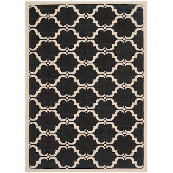 Shop Outdoor Border Geometric Rectangular 8x11 Rug Gray & Black, Outdoor  Rugs