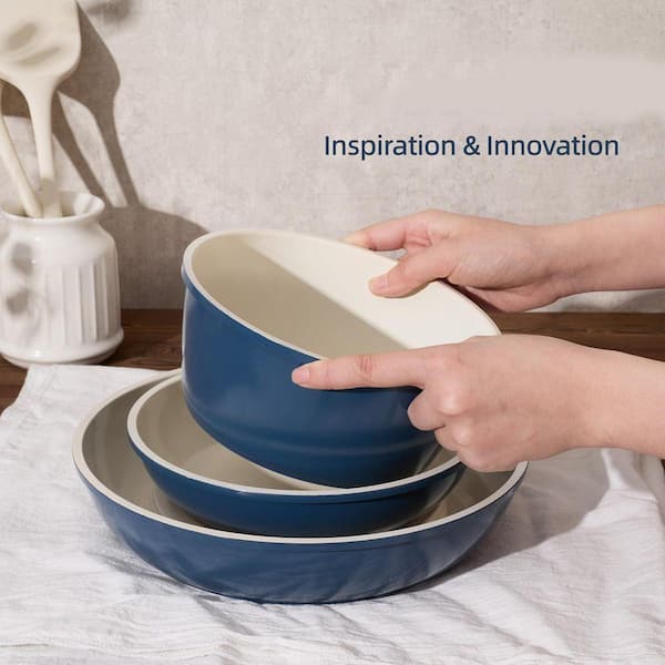 JFVKAF 8-Piece Blue Ceramic Nonstick Cookware Set with Removable