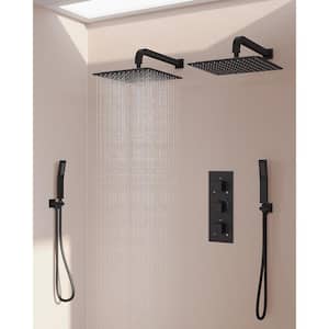 ZenithRain Shower System 8-Spray 12 and 12 in. Dual Wall Mount Fixed and Handheld Shower Head 2.5 GPM in Matte Black