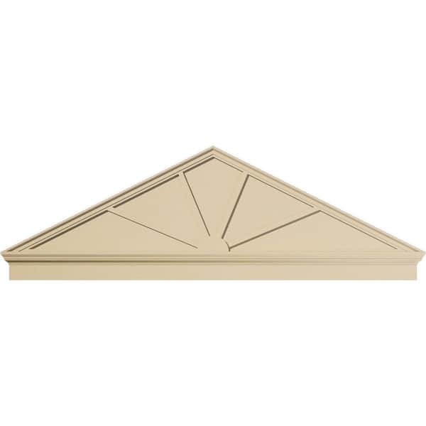 86 in. W x 28-3/8 in. H x 2-3/4 in. P Pitch 6/12 Peaked Cap 4 Spoke Signature Urethane Combination Pediment Primed Tan