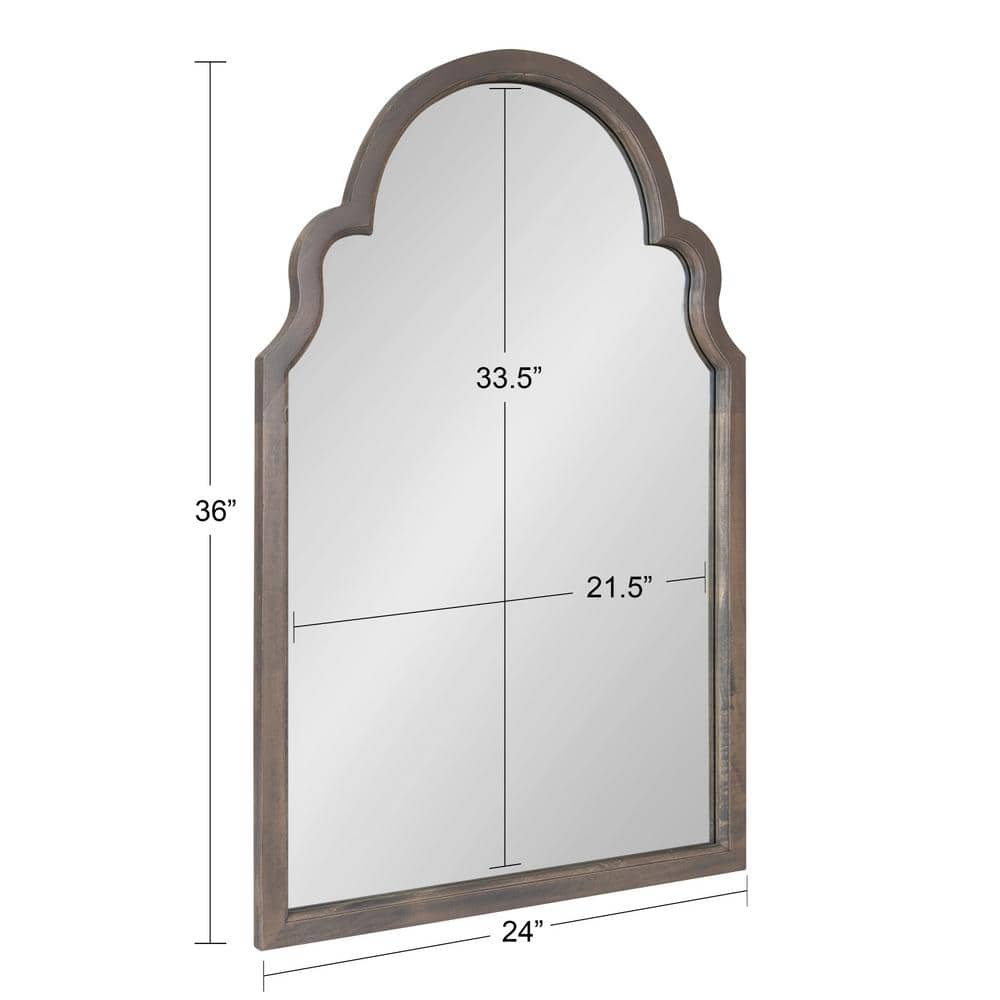 Gray Wood Moroccan-Inspired Arched Vanity Mirror