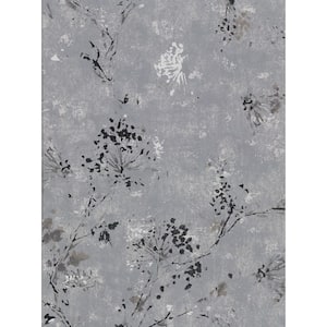 Judy, Misty Charcoal Distressed Dandelion Paper Non-Pasted Wallpaper Roll (covers 60.8 sq. ft.)