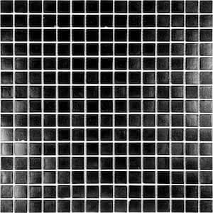 Dune Glossy Black 12 in. x 12 in. Glass Mosaic Wall and Floor Tile (20 sq. ft./case) (20-pack)