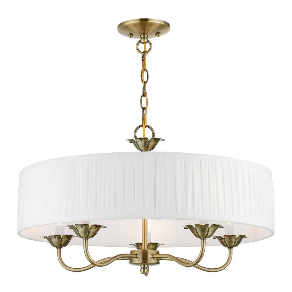 Edinburgh Antique Brass Mini Drum 5-Light Chandelier