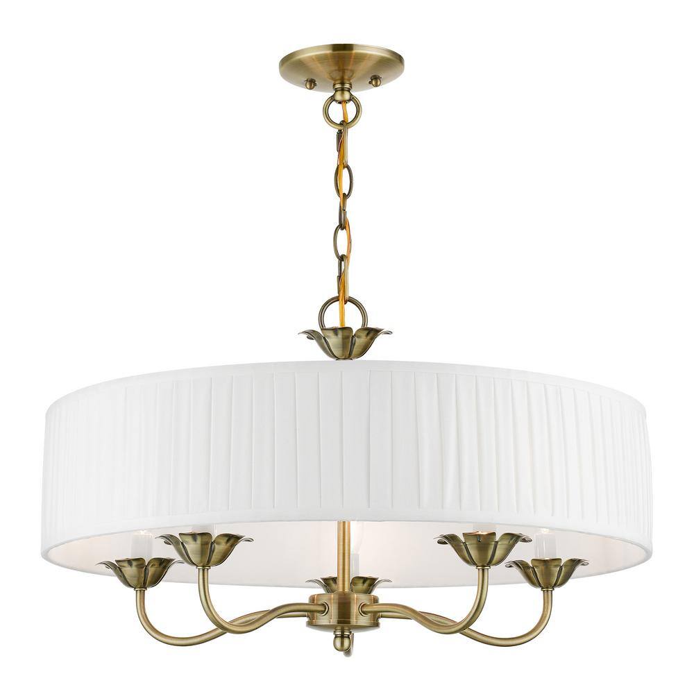 Edinburgh Antique Brass Mini Drum 5-Light Chandelier