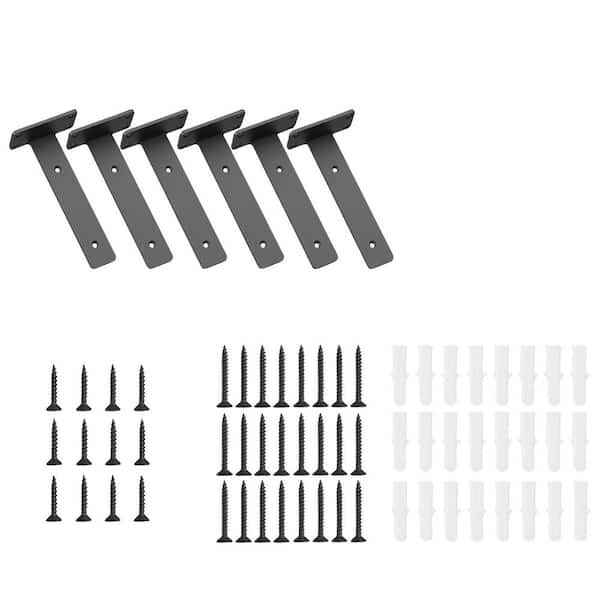 Angel Sar 12 in. Black Heavy Duty Shelf Brackets, Floating Shelf Brackets (6-Pack)