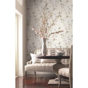Soft Neutral Linden Flower Non Woven Preium Peel and Stick Wallpaper Approximate 34.2 sq. ft.