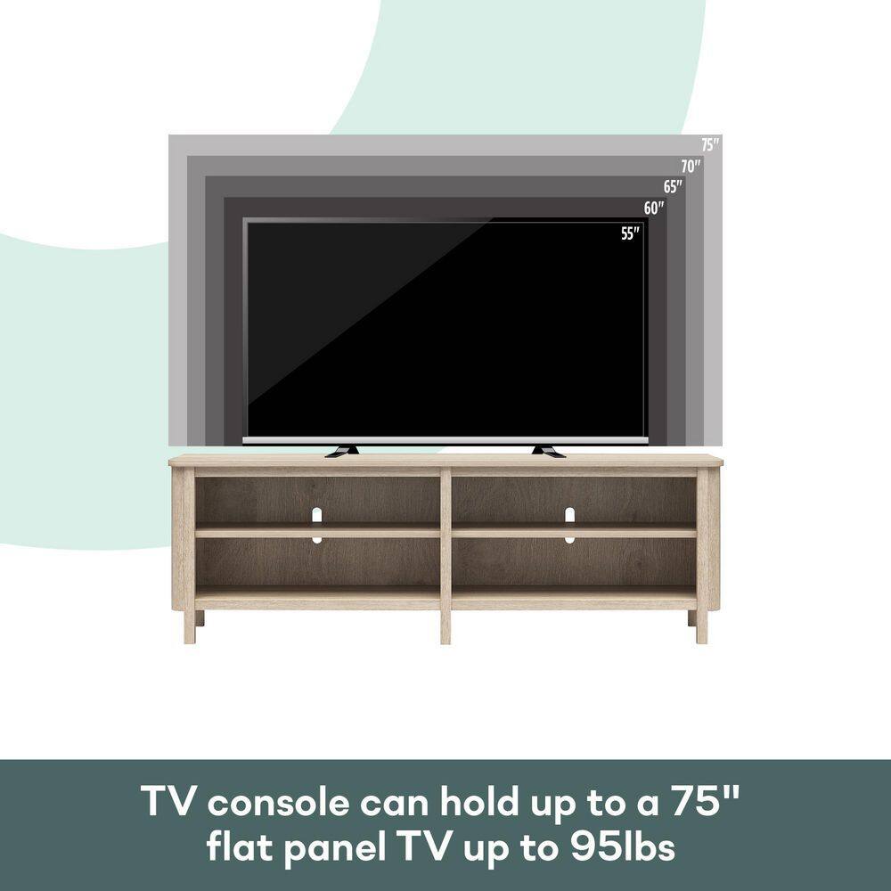 Specification graphic for TV console capacity.