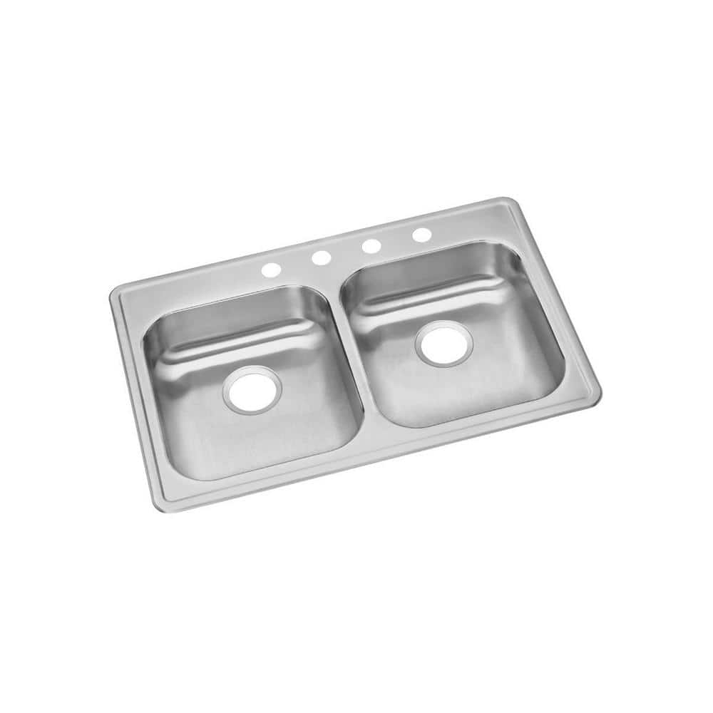 Elkay Dayton Drop In Stainless Steel 33 In 4 Hole Double Bowl Kitchen