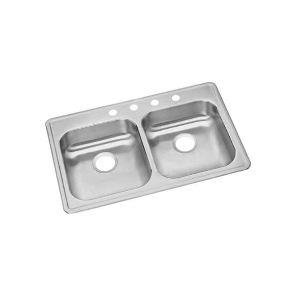 Elkay Dayton Drop-In Stainless Steel 33 in. 4-Hole Double Bowl Kitchen Sink