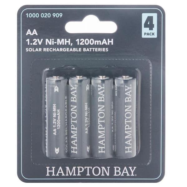 Hampton Bay Nickel-Metal Hydride 1200mAh Solar Rechargeable AA Batteries (4-Pack)