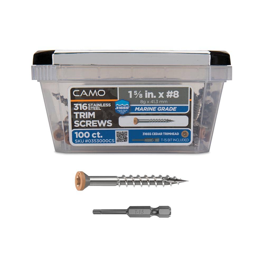 1-5/8 in. #8 316 Stainless Steel Cedar Premium Star Drive Trim Screws (100-Count) price history on PriceWatchPro
