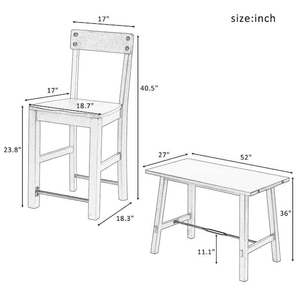 URTR 5-Piece Kitchen Counter Height Table Dining Set, Wood Top and Metal  Frame Bar Table with 4 Chairs, Dark Brown T-01236-P - The Home Depot