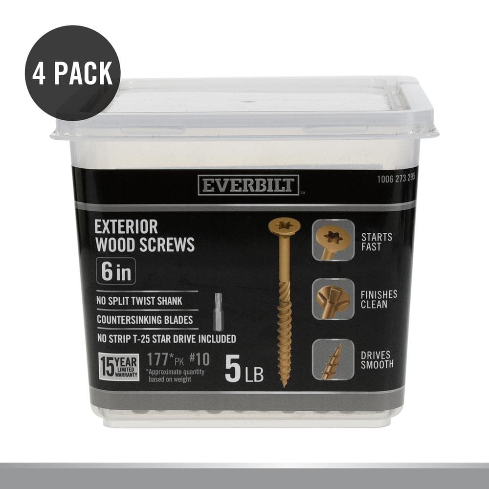"#10 in. x 6 in. Star Drive Flat Head Exterior Wood Screws 20 lbs.-Box (708-Piece)" price history on PriceWatchPro